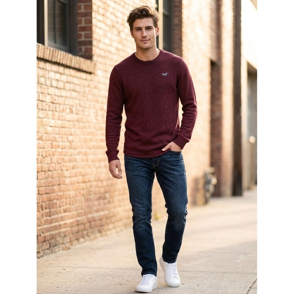 Spier & Mackay Mens Brown 100% Cotton Textured Knit Crewneck Sweater Medium